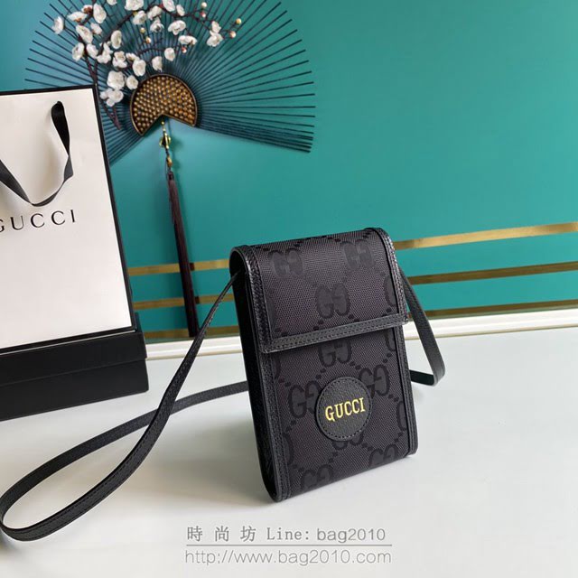 Gucci古馳包包 G家新款男包 款號:625599 古奇黑色原廠皮晶片版手機包 小斜挎包  gdj1308